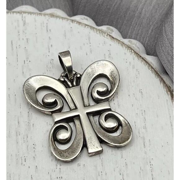 Retired James Avery Sterling Silver 925 Resurrection Butterfly Cross Pendant